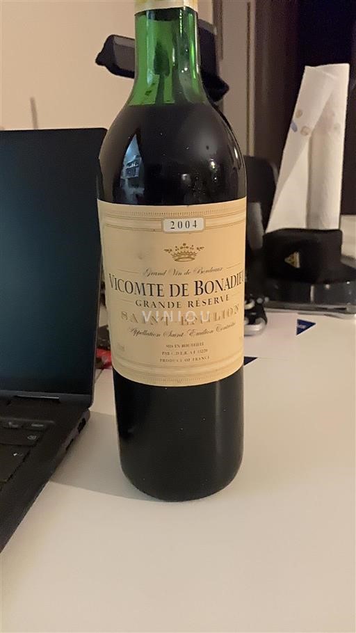 Bordeaux Saint-Émilion Vicomte de Bonadieu Grande Réserve 2004