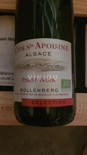 Alsace Pinot noir Domaine Bollenberg Clos Sainte Appoline 2020