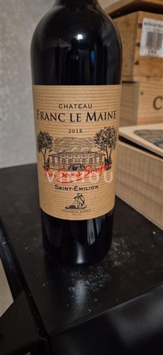Bordeaux Saint-Émilion Château Franc le Maine Non Sans Soufre 2018