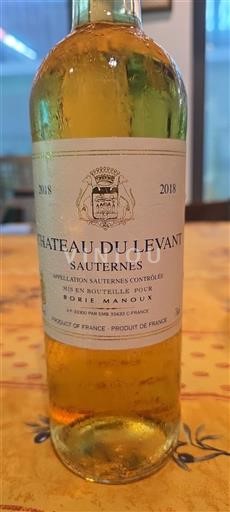 Bordeaux Sauternes Château Levant 2018