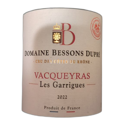 Thung lũng Rhône Vacqueyras Besson Dupré Les Garrigues 2022