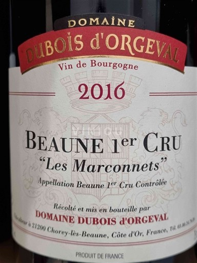 Burgundsko Beaune Premier Cru ,,, Domaine Dubois d'Orgeval Beaune 1er Cru Les Marconnets 2016