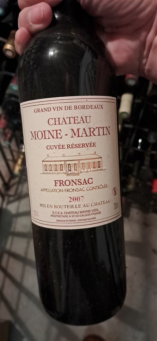 Bordeaux Fronsac Château Moine Martin Réservée 2007