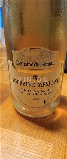 Thung lũng sông Loire Touraine-mesland Domaine Paradis Clos Verdery 1/2 sec 2022