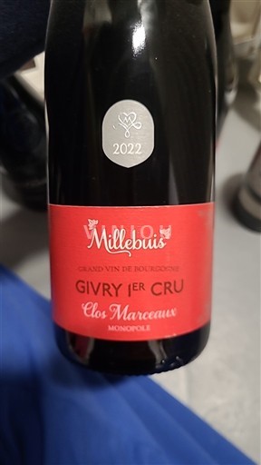 Borgoña Givry Premier Cru Millebuis Clos Marceaux Monopole 2022