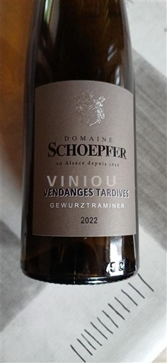 Alsace Gewurztraminer Vendanges Tardives Domaine Schoepfer Vendanges Tardives 2022