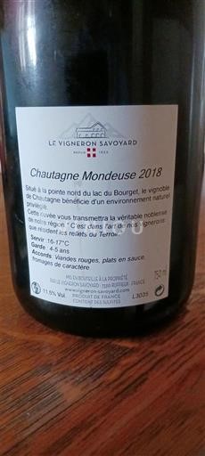 Savojsko a Bugey Mondeuse Le Vigneron Savoyard Chautagne Mondeuse 2018