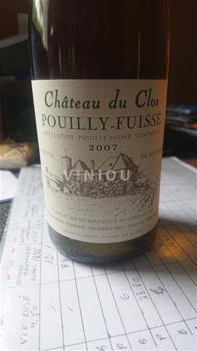 Burgundy Pouilly-Fuissé Château Clos 2007