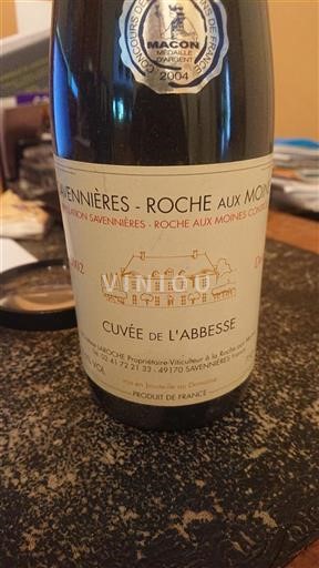 Vallée de la Loire Savennières-roche-aux-moines Domaine La Roche de l'Abbesse 2002