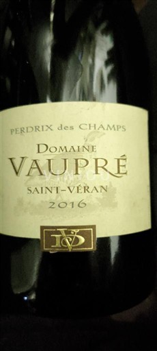 Burgundi Saint-Véran Domaine Vaupré Perdrix des Champs 2016