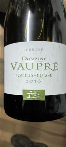 Burgundi Pouilly-fuissé Domaine Vaupré Terroir 2016