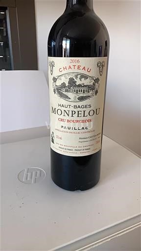 Bordeaux Pauillac Cru Bourgeois Château Haut-Bages Monpelou 2016