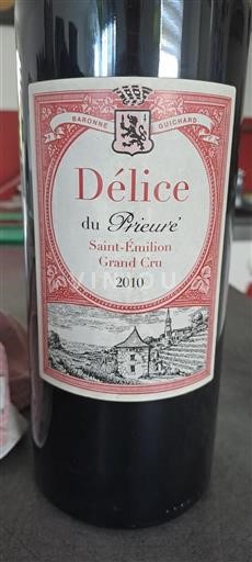 Bordeaux Saint-Émilion Grand Cru Délice du Prieure 2010