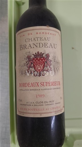 Bordeaux Bordeaux Supérieur Domaine Brandeau 1989