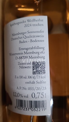 Baden Winzerverein Meersburg Meersburger Sonnenufer Spätburgunder Weißherbst trocken 2024