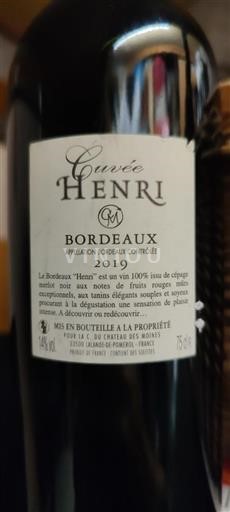 Bordeaux Château Des Moines Henri 2019