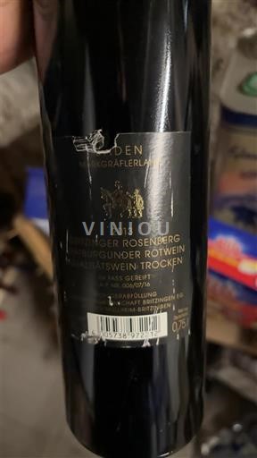 Baden Weingut Baden Markgraflerland Britzinger Rosenberg Spätburgunder Rotwein Qualitätswein Trocken 2013