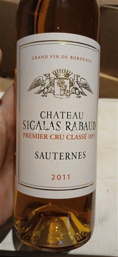 Bordeaux Sauternes Premier Cru Château Sigalas Rabaud 2011