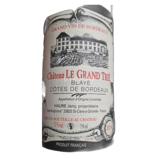 Burdeos Blaye-Côtes de Burdeos Château Le Grand Tric 2014