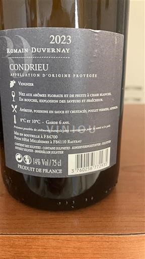 Vallée du Rhône Condrieu Romain Duvernay 2023