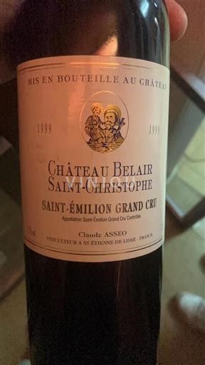 Bordeaux Saint-Émilion Grand Cru Grand Cru Château Belair Saint-Christophe 1999