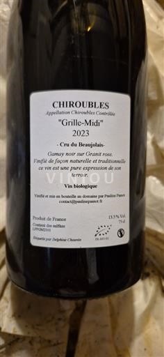 Beaujolais Chiroubles Pauline Passot Grille-Midi 2023