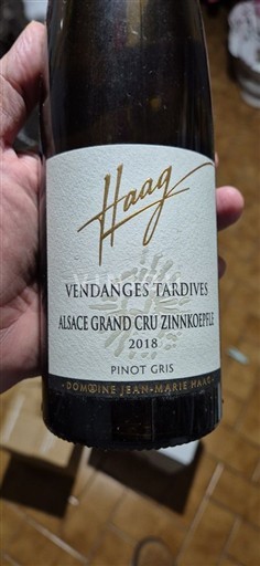 Alsace Pinot grigio Grand Cru Domaine Jean-Marie Haag Vendanges Tardives 2018