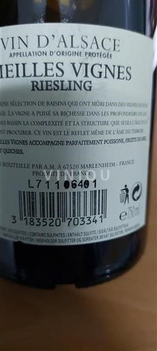 Alsasko Ryzlink Grand Cru Vieilles Vignes 2015