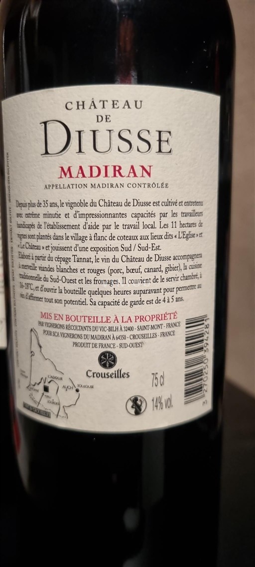 Sudoeste Madiran Château Diusse Não Sazonado