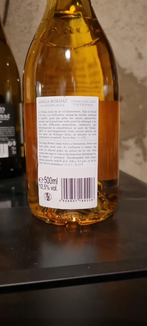 Tokaj Không được chỉ định Sárga Borház 5 Puttonyos 2020