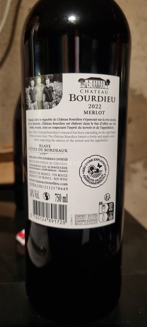 Bordeaux Côtes-de-Bordeaux Domaine Bourdieu Merlot 2022