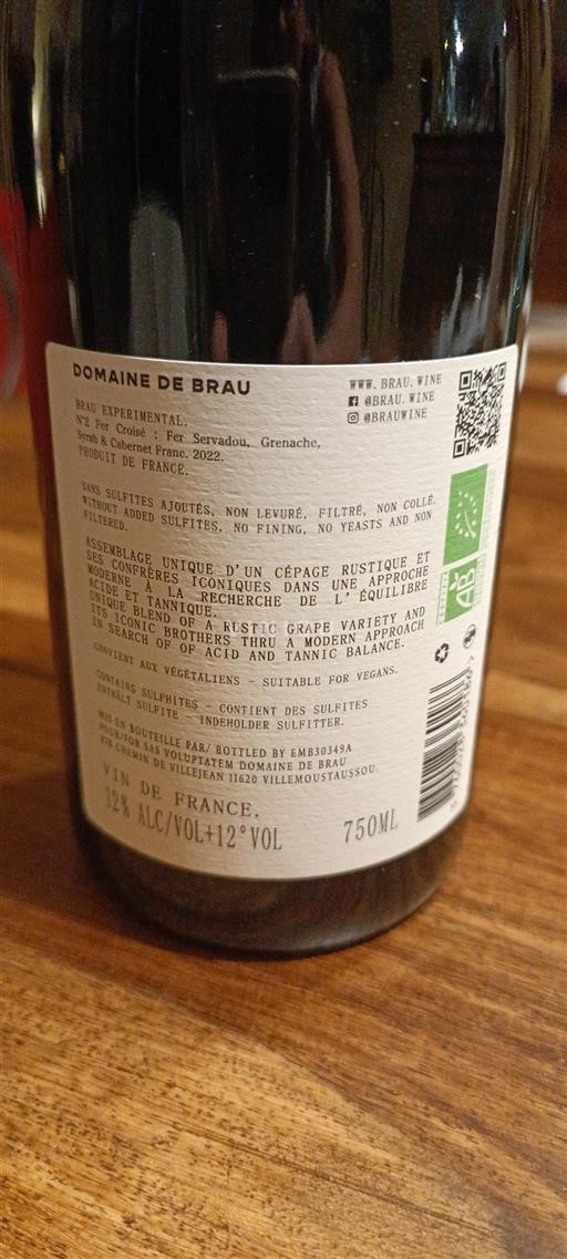 Languedoc Không được chỉ định Domaine Brau Brau Experimental. N°2 2022