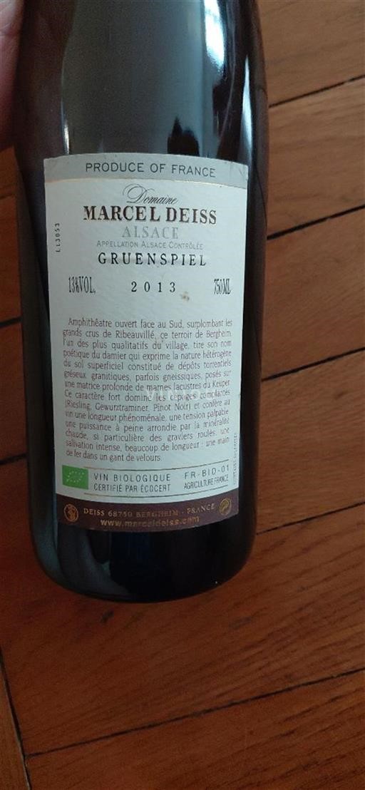 Alsace Domaine Marcel Deiss Gruenspiel 2013