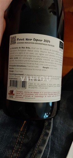 Languedoc und Roussillon Cévennen Mas Bres Pinot Noir Espoir 2024