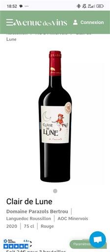 Languedoc Minervois Domaine Parazols-Bertou Clair de Lune 2021