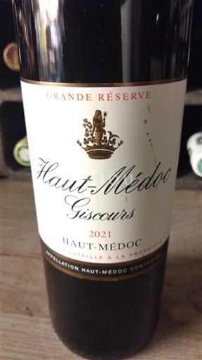 Verërat Rouge sec Grande Réserve Château Giscours 2021 Francë Bordoja Haut-Médoc AOC