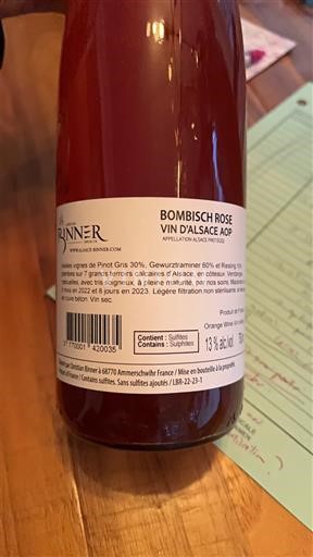 Alsace Binner Bombisch Rosé 2022