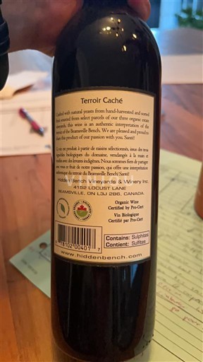 Ontario Beamsville Bench Hidden Bench Terroir Caché 2022