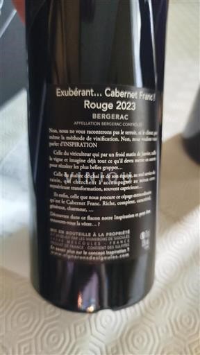 Sudoeste Bergerac Exubérant... Cabernet Franc 2023