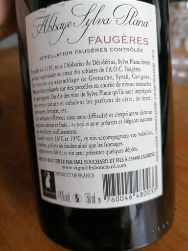 Languedoque Faugères Abbaye Sylva Plana 2022