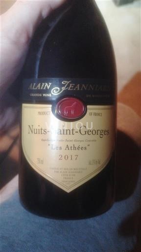 Burgundi Nuits-saint-georges Domaine Alain Jeanniard Les Athées 2017