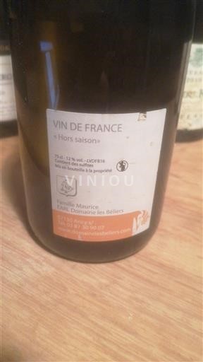 Valle del Loira No especificado Domaine Les Béliers Hors saison Sin añada