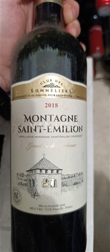 Bordeaux Montagne-saint-émilion Club des Sommeliers 2018