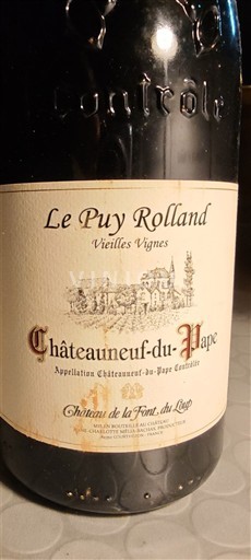 Rhônen laakso Châteauneuf-du-Pape Château La Font du Loup Le Puy Rolland Vieilles Vignes 2016