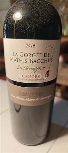 Sud-Ovest Cahors La Gorgée de Mathis Bacchus La Bérangerie 2016