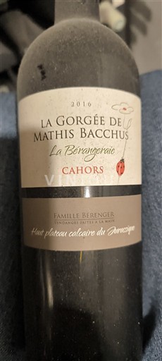 Tây Nam Cahors La Gorgée de Mathis Bacchus La Bérangerie 2016