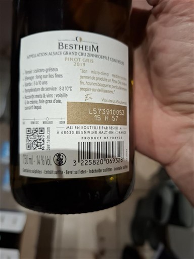 Alsace Pinot xám Grand Cru Bestheim Zinnkoepflé 2019