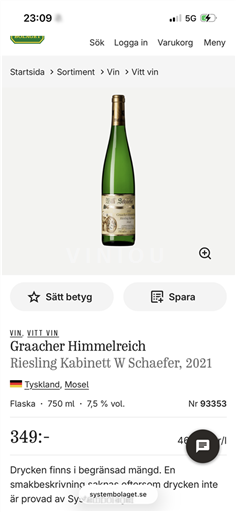Moselle Mosel Willi Schaefer Graacher Himmelreich Riesling Kabinett 2021