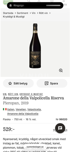 Véneto Amarone della Valpolicella Pieropan 2019