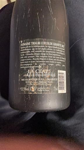 Languedoc La Clape Domaine Trialbe Cœur de Granite 2017